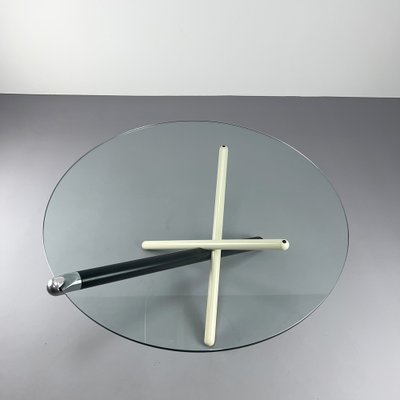 Postmodern Coffee Table with Black and White Frame and Heavy Glass Plate, 1970s-VQG-1768254