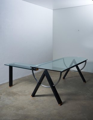 Postmodern Corner Desk in Glass, 1970s-POG-1788094