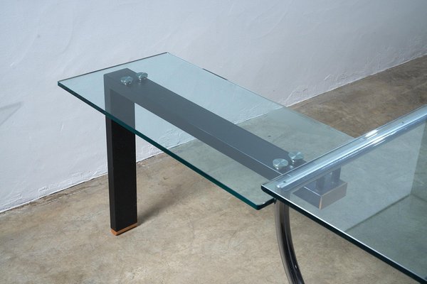 Postmodern Corner Desk in Glass, 1970s-POG-1788094