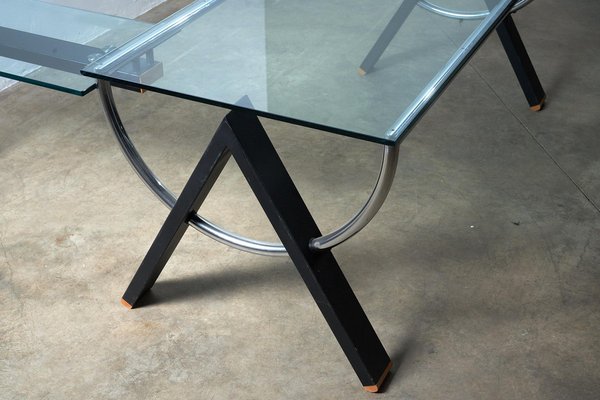 Postmodern Corner Desk in Glass, 1970s-POG-1788094