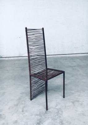 Postmodern Design Handcrafted Iron High Back Chair Set, 1980s, Set of 4-RQV-1352661