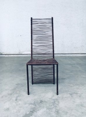 Postmodern Design Handcrafted Iron High Back Chair Set, 1980s, Set of 4-RQV-1352661