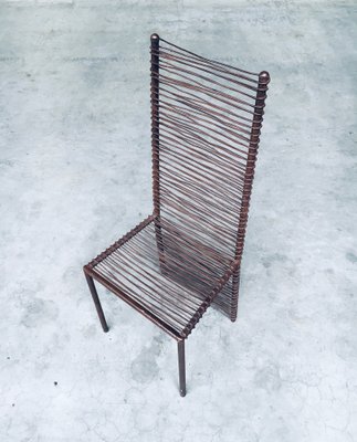 Postmodern Design Handcrafted Iron High Back Chair Set, 1980s, Set of 4-RQV-1352661