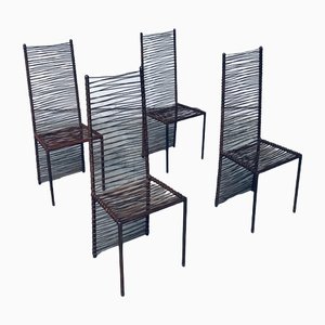 Postmodern Design Handcrafted Iron High Back Chair Set, 1980s, Set of 4-RQV-1352661