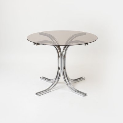 Postmodern Dining Table in Chromed Steel and Smoked Glass, Italy, 1970s-IVW-2036182