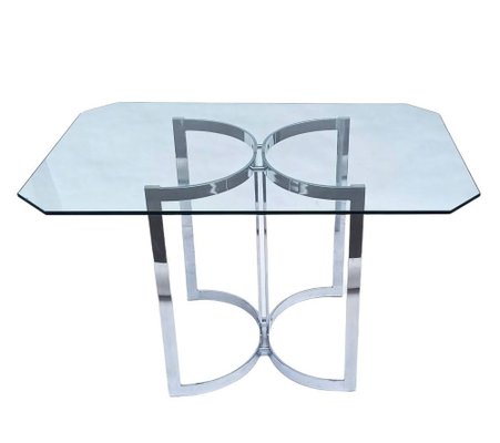 Postmodern Dining Table With Crystal Top, 1990s-FSD-1290999