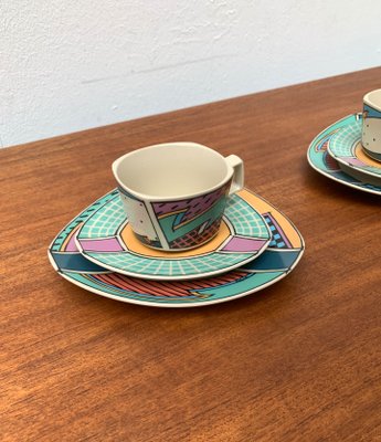 Postmodern Flash One Series Coffee Service Plates, Cups, Saucers by Dorothy Hafner for Rosenthal, 1980s, Set of 6-UAH-1313813