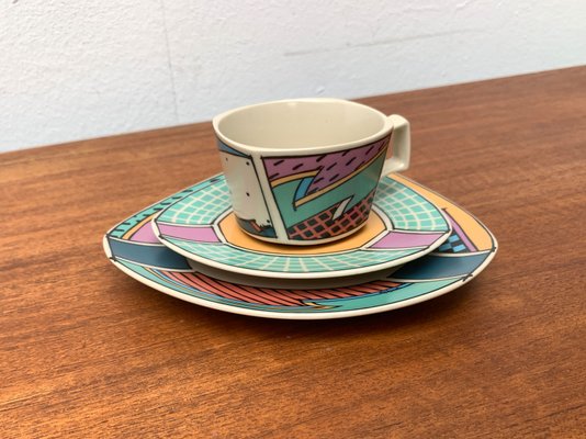 Postmodern Flash One Series Coffee Service Plates, Cups, Saucers by Dorothy Hafner for Rosenthal, 1980s, Set of 6-UAH-1313813