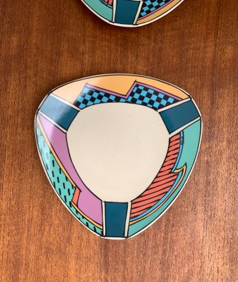 Postmodern Flash One Series Coffee Service Plates, Cups, Saucers by Dorothy Hafner for Rosenthal, 1980s, Set of 6-UAH-1313813