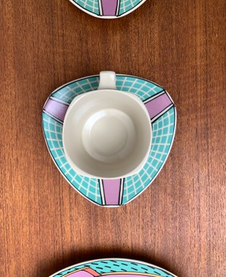 Postmodern Flash One Series Coffee Service Plates, Cups, Saucers by Dorothy Hafner for Rosenthal, 1980s, Set of 6-UAH-1313813