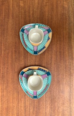 Postmodern Flash One Series Coffee Service Plates, Cups, Saucers by Dorothy Hafner for Rosenthal, 1980s, Set of 6-UAH-1313813