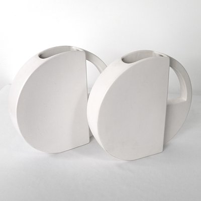 Postmodern Geometric Vases by Dorothé van Agthoven for Flora Keramiek Hardenberg Holland, 1980s, Set of 2-RY-668959