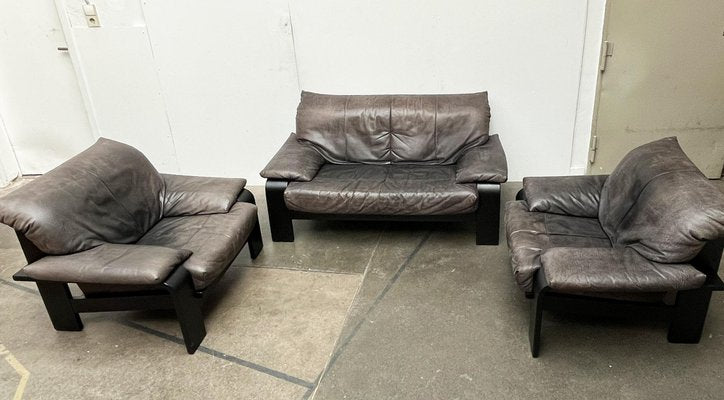 Postmodern German Brutalist Lounge Armchairs and Sofa by Rolf Benz for Musterring, 1990s, Set of 3-UAH-1618112