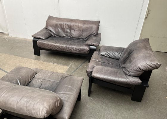 Postmodern German Brutalist Lounge Armchairs and Sofa by Rolf Benz for Musterring, 1990s, Set of 3-UAH-1618112