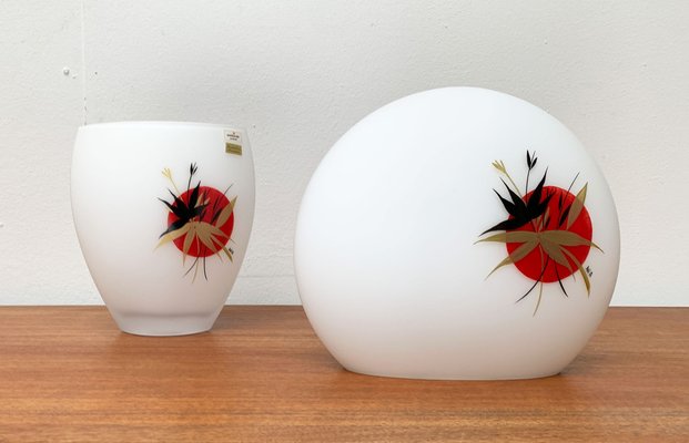 Postmodern German Glass Table Lamp and Vase Set from Ambiente Schott Zwiesel, 1980s, Set of 2-UAH-1331289