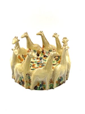 Postmodern Giraffe Ceramic Centerpiece or Vide Poche from ND Dolfi Montelupo Italy, 1990s-TXN-1749566