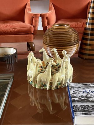 Postmodern Giraffe Ceramic Centerpiece or Vide Poche from ND Dolfi Montelupo Italy, 1990s-TXN-1749566