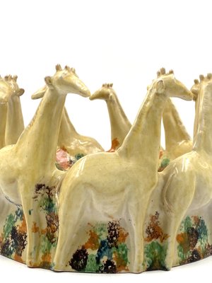 Postmodern Giraffe Ceramic Centerpiece or Vide Poche from ND Dolfi Montelupo Italy, 1990s-TXN-1749566