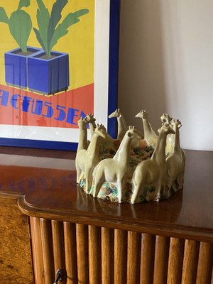 Postmodern Giraffe Ceramic Centerpiece or Vide Poche from ND Dolfi Montelupo Italy, 1990s-TXN-1749566