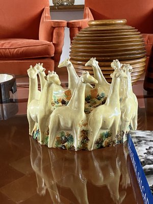 Postmodern Giraffe Ceramic Centerpiece or Vide Poche from ND Dolfi Montelupo Italy, 1990s-TXN-1749566