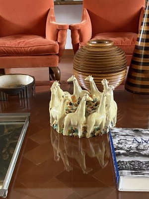 Postmodern Giraffe Ceramic Centerpiece or Vide Poche from ND Dolfi Montelupo Italy, 1990s-TXN-1749566