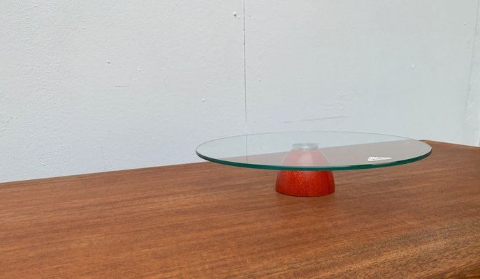 Postmodern Glass and Wood Cake Plate from Montana-UAH-1113433