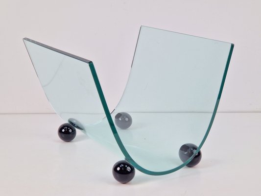 Postmodern Glass Magazine Holder from Fiam, Italy, 1980s-AXJ-2020477