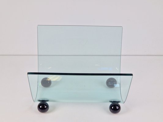 Postmodern Glass Magazine Holder from Fiam, Italy, 1980s-AXJ-2020477