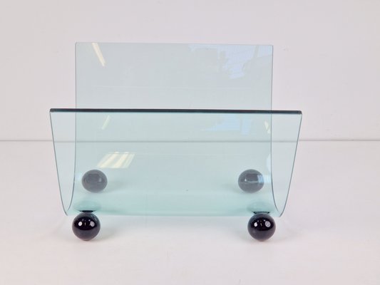 Postmodern Glass Magazine Holder from Fiam, Italy, 1980s-AXJ-2020477