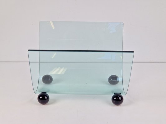 Postmodern Glass Magazine Holder from Fiam, Italy, 1980s-AXJ-2020477