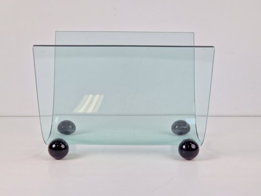 Postmodern Glass Magazine Holder from Fiam, Italy, 1980s-AXJ-2020477