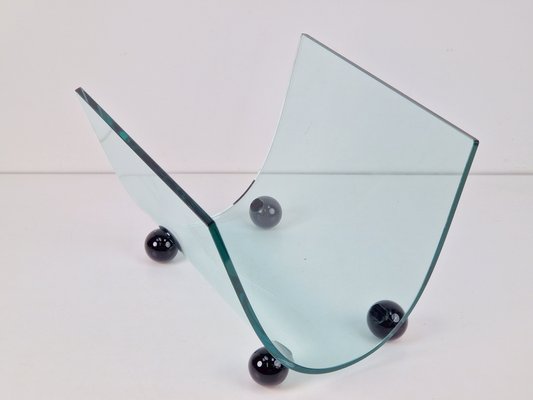 Postmodern Glass Magazine Holder from Fiam, Italy, 1980s-AXJ-2020477