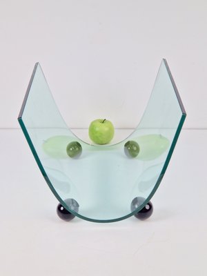 Postmodern Glass Magazine Holder from Fiam, Italy, 1980s-AXJ-2020477