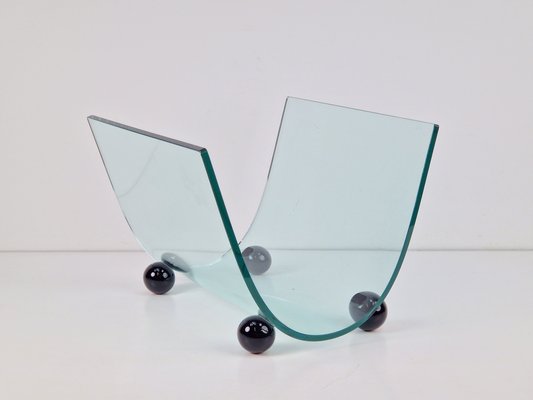 Postmodern Glass Magazine Holder from Fiam, Italy, 1980s-AXJ-2020477