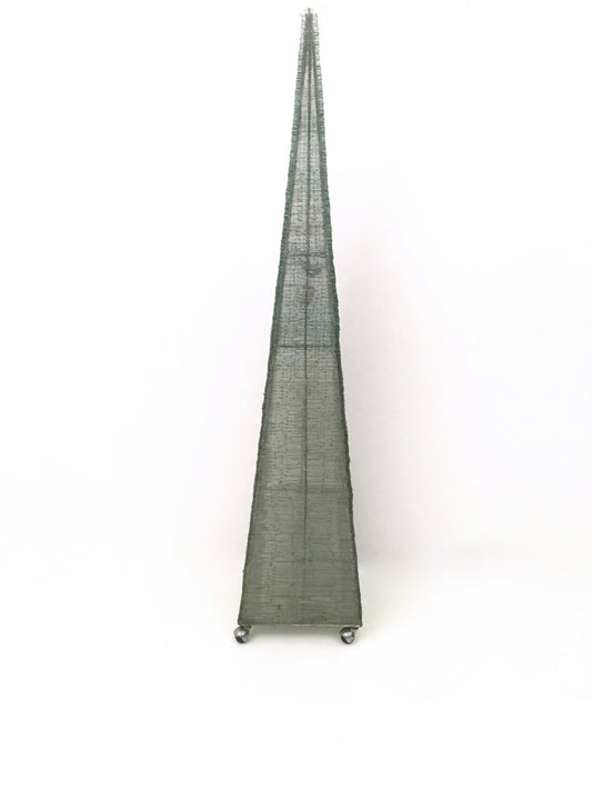 Postmodern Green Pyramid Floor Lamp with Green Glass Beads, Italy, 1980s