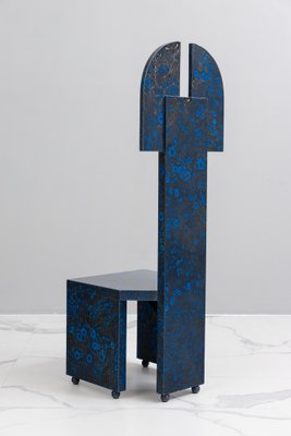 Postmodern High-Back Blue Chair, 1980s-KQX-1769746