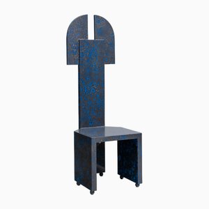 Postmodern High-Back Blue Chair, 1980s-KQX-1769746