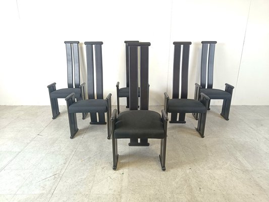 Postmodern High Back Dining Chairs, 1970s, Set of 6-IRH-1816571