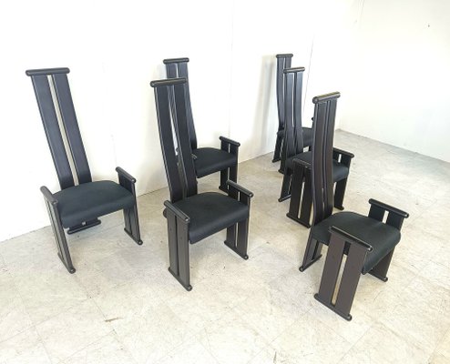 Postmodern High Back Dining Chairs, 1970s, Set of 6-IRH-1816571