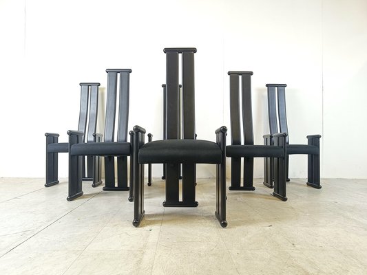 Postmodern High Back Dining Chairs, 1970s, Set of 6-IRH-1816571