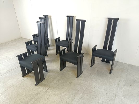 Postmodern High Back Dining Chairs, 1970s, Set of 6-IRH-1816571