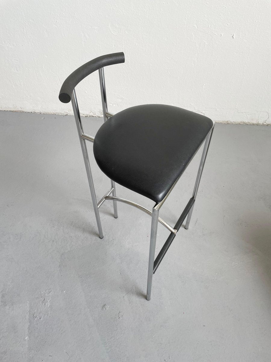 Postmodern Italian Black Tokyo Stool by Rodney Kinsman for Bieffeplast, 1985