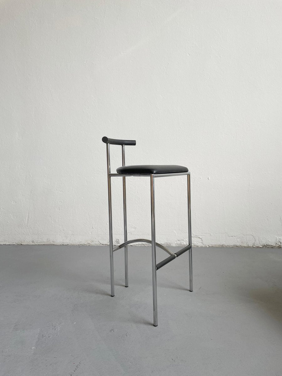 Postmodern Italian Black Tokyo Stool by Rodney Kinsman for Bieffeplast, 1985