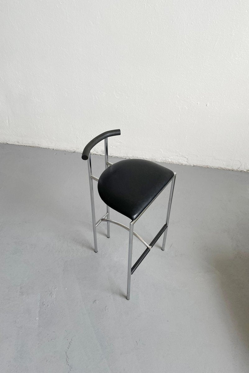 Postmodern Italian Black Tokyo Stool by Rodney Kinsman for Bieffeplast, 1985