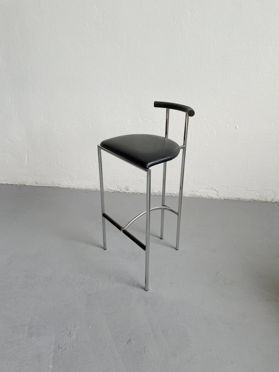 Postmodern Italian Black Tokyo Stool by Rodney Kinsman for Bieffeplast, 1985