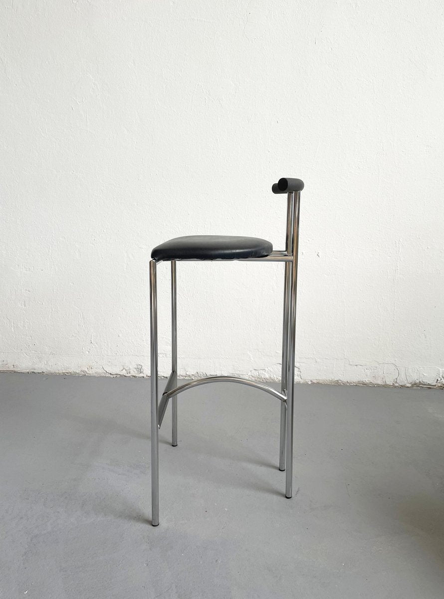 Postmodern Italian Black Tokyo Stool by Rodney Kinsman for Bieffeplast, 1985