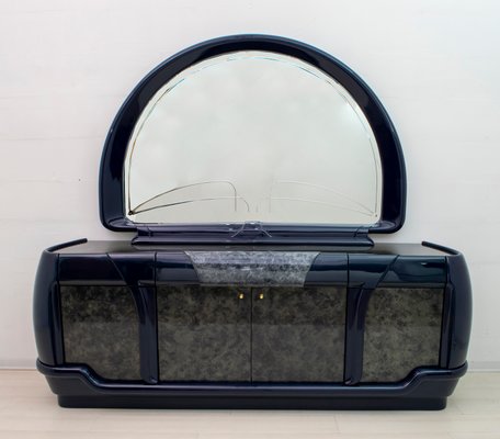 Postmodern Italian Blue Lacquer and Black Marble Sideboard from DBM, 1980s-FER-677197