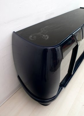 Postmodern Italian Blue Lacquer and Black Marble Sideboard from DBM, 1980s-FER-677197