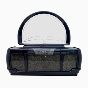 Postmodern Italian Blue Lacquer and Black Marble Sideboard from DBM, 1980s-FER-677197