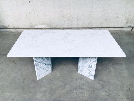 Postmodern Italian Carrara Marble Dining Table, 1970s-RQV-937572